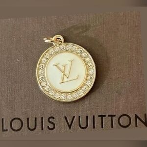 Louis Vuitton Stamped Gold & Cream Crystalled Replacement Zipper Pull/Charm